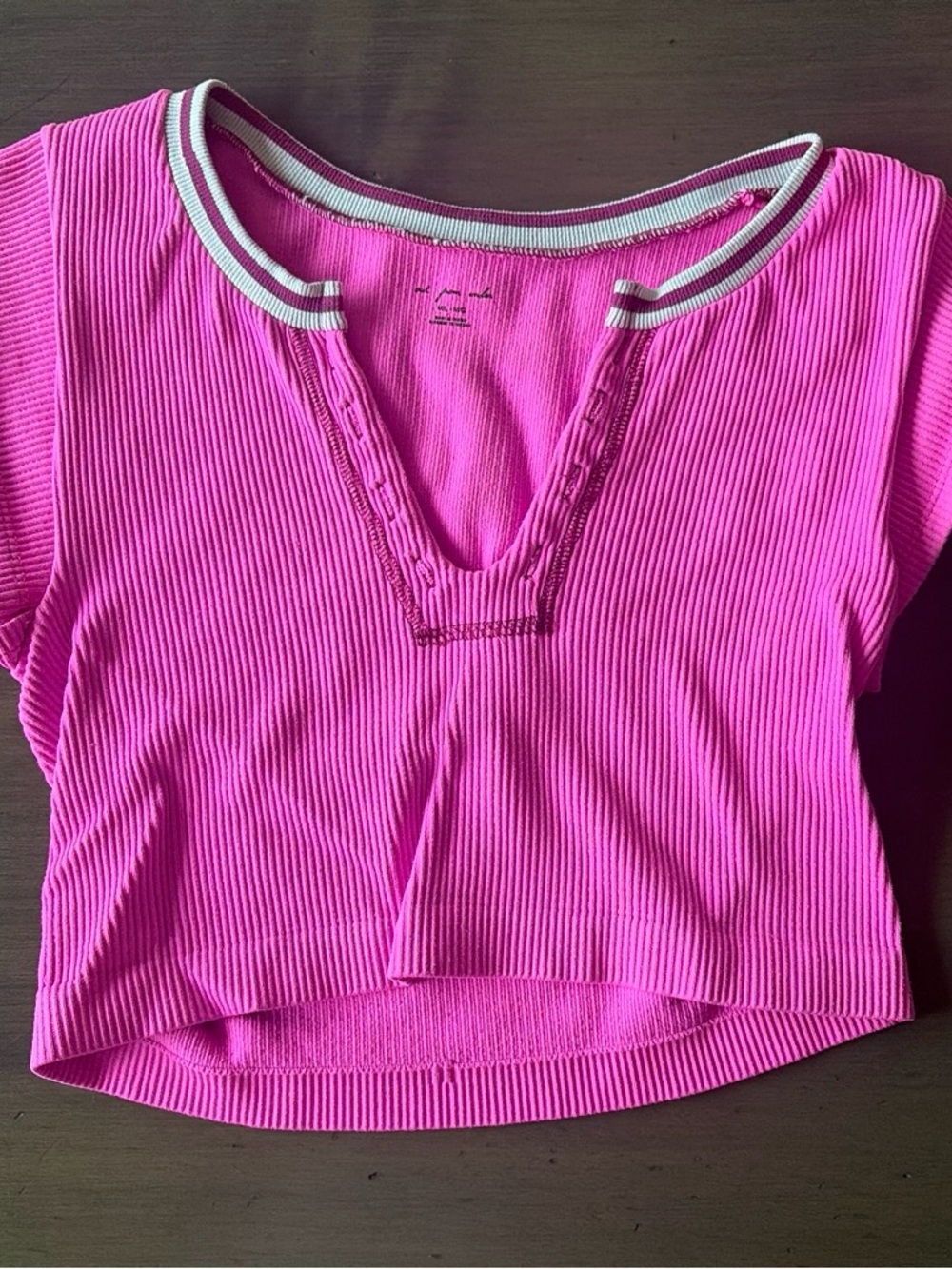 Urban Outfitters Pink and White Ribbed Top